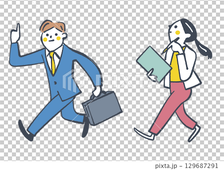 提案を持つビジネスマン　セットのストックイラスト 129687291