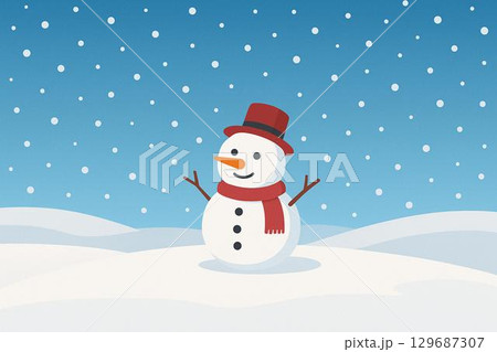 雪だるま　雪原 129687307
