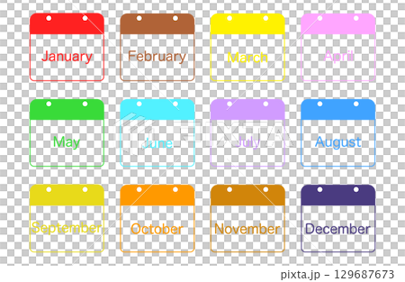 簡單年曆英文多彩 129687673