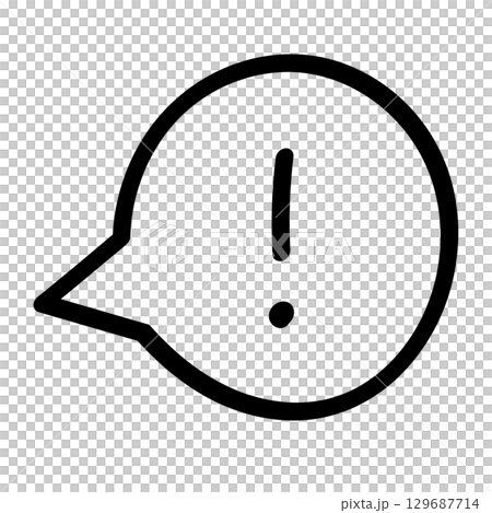 びっくりマークと吹き出しの手描きアイコン！気づき、驚き、閃いた時の記号。 129687714