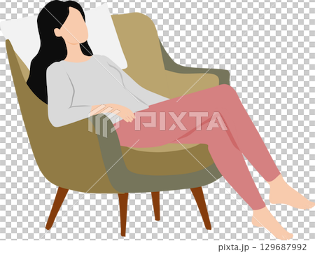 昼寝をする女性のイラスト 129687992