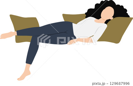 昼寝をする女性のイラスト 129687996