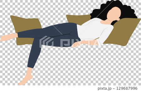 昼寝をする女性のイラスト 129687996
