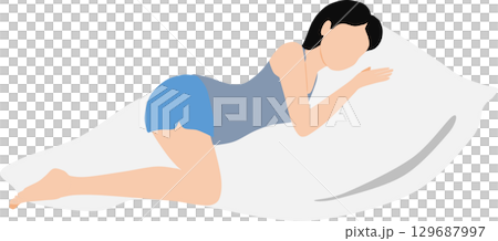 昼寝をする女性のイラスト 129687997