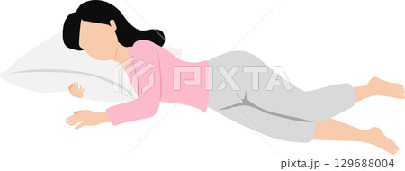 昼寝をする女性のイラスト 昼寝をする女性のイラスト 129688004