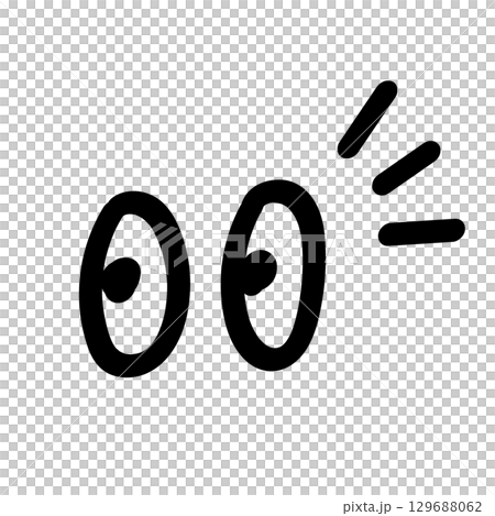 手繪的眼睛圖示。注意，留意，看，指，符號。 129688062