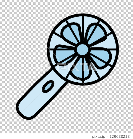 Cute flower-shaped handheld fan, light blue 129688238