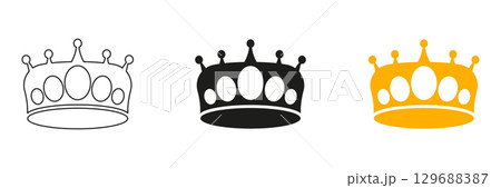 Princess Crown and Tiara Line and Solid Icon Set. Feminine royal accessories and coronet decorations. Symbol Collection. Isolated Vector Illustration Princess Crown and Tiara Line and Solid Icon Set. Feminine royal accessories and coronet decorations. Symbol Collection. Isolated Vector Illustration 129688387