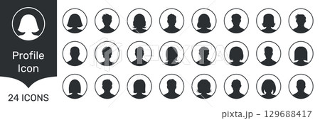 Profile Avatar Silhouette Icon Set. Diverse User Profile Silhouettes For Social Media And Online Platforms. Personal Identification Symbols. Isolated Vector Illustration 129688417