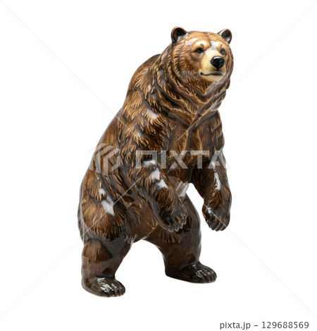 Majestic porcelain figurine of a brown grizzly bear standing on hind legs symbol of strength 129688569