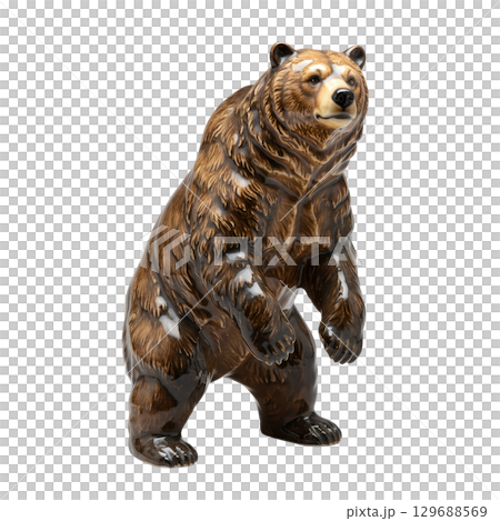 Majestic porcelain figurine of a brown grizzly bear standing on hind legs symbol of strength 129688569
