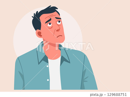 The old man looked sad and worried, looking up. The old man looked sad and worried, looking up. 129688751