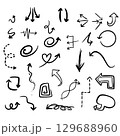 Set of Arrow, doodle drawing on white background 129688960