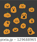 Set of Hand drawn pumpkin doodle icon, for Halloween 129688965