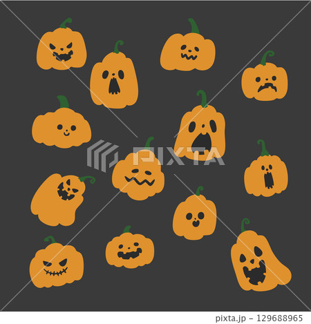 Set of Hand drawn pumpkin doodle icon, for...のイラスト素材 [129688965] - PIXTA