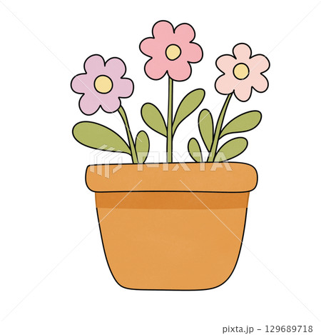 colorful flowers in a pot 129689718