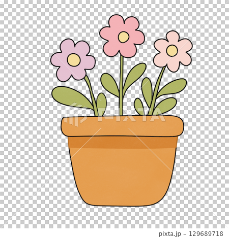 colorful flowers in a pot 129689718