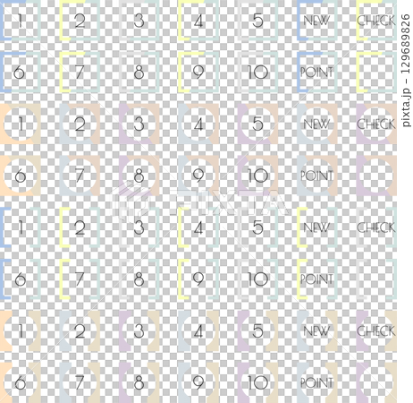 Simple and feminine two-tone heading numbers and letters icon set 129689826