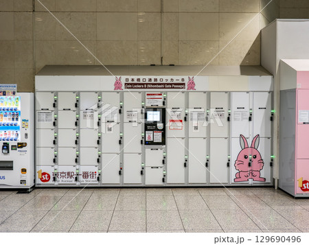 駅に設置された交通系ICカード対応コインロッカー(貸しロッカー) 駅に設置された交通系ICカード対応コインロッカー(貸しロッカー) 129690496