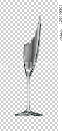 Shattered Champagne Flute Isolated on Clear Background Shattered Champagne Flute Isolated on Clear Background 129690503