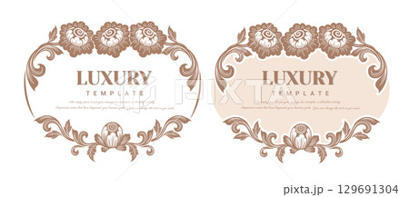 Ornaments, Golden outline vintage frame for invitations and greeting cards. 129691304