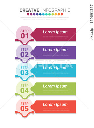 Timeline infographic template with 5 options, vector infographics design and Presentation business can be used for workflow layout, steps or processes. 129691327