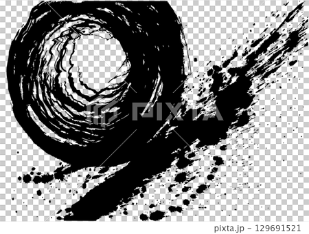Circle splash hand-drawn brush illustration 129691521