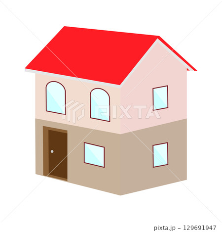 シンプルな赤い屋根の家のイラスト素材 シンプルな赤い屋根の家のイラスト素材 129691947