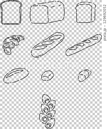 各種麵包的插圖集（僅限線） 129692052