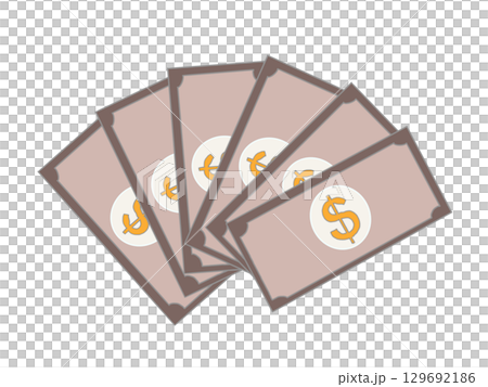 扇形排列的美元鈔票插圖 扇形排列的美元鈔票插圖 129692186
