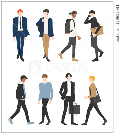 歩く男性の全身イラスト 歩く男性の全身イラスト 129692441