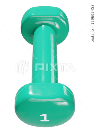 Round vinyl rubber Dumbbell, weightlifting gym equipment top view 129692458