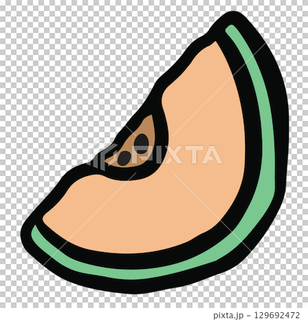 Hand drawn melon png for fruit, diet, healthy snack, breakfast, lunch, cartoon, cute patch, grocery shopping, supermarket, market, mart, cook book, ingredients, vegan, nature, garden, plants, icon	 129692472