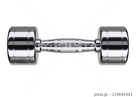 Blank Round Dumbbell, chrome weightlifting gym equipment side view 129692481