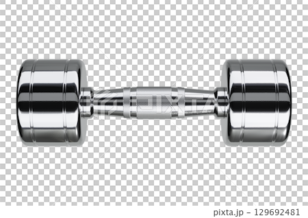 Blank Round Dumbbell, chrome weightlifting gym equipment side view 129692481