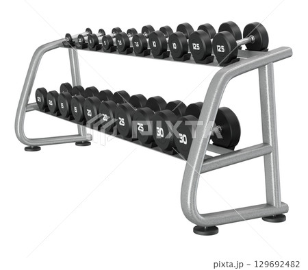 Gym Dumbbell rack, a stand for weightlifting gym equipment 129692482
