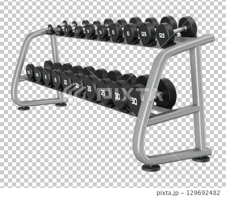 Gym Dumbbell rack, a stand for weightlifting gym equipment 129692482