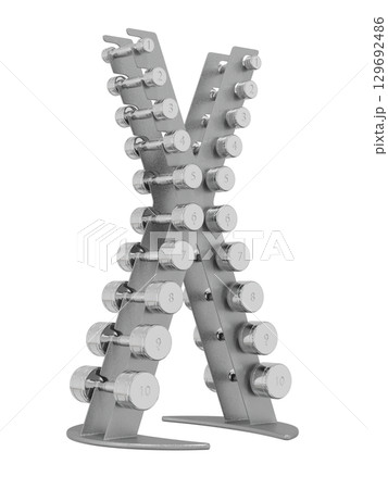 Gym Dumbbell rack in X shape, a stand for weightlifting gym equipment 129692486