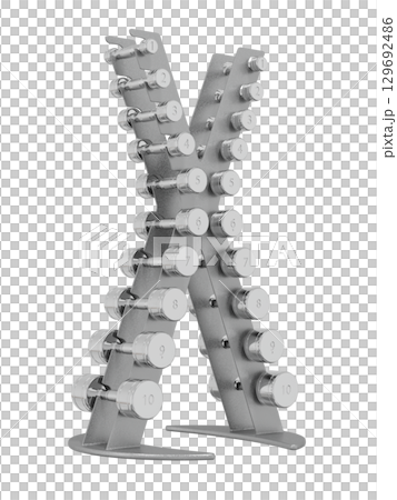 Gym Dumbbell rack in X shape, a stand for weightlifting gym equipment 129692486