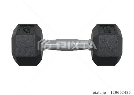5 kg Dumbbell, weightlifting gym equipment, isolated on white background 129692489