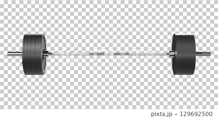 Cast Iron Black Olympic Adjustable Barbell, weightlifting gym equipment, front view 129692500