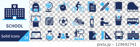 School related silhouette icon set 129692741