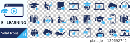 E-learning silhouette icon set E-learning silhouette icon set 129692742