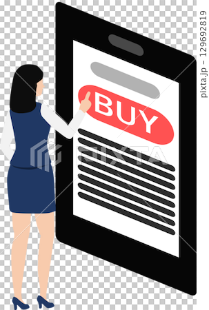 Illustration of a woman doing internet shopping Illustration of a woman doing internet shopping 129692819