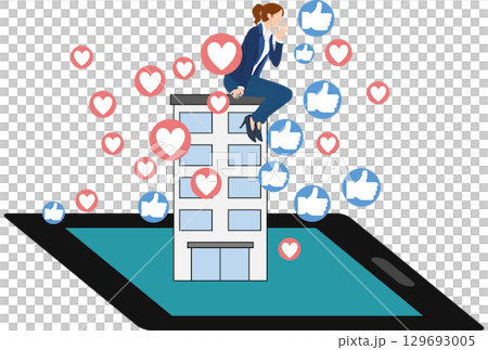 Illustration of a company using social media Illustration of a company using social media 129693005