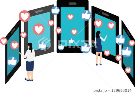 インフルエンサーのグラフィック素材イラスト インフルエンサーのグラフィック素材イラスト 129693014
