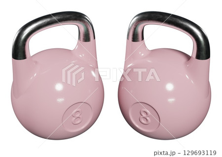 Pair of Olympic kettlebells, heavy cast iron powerlifting equipment, number 8 129693119
