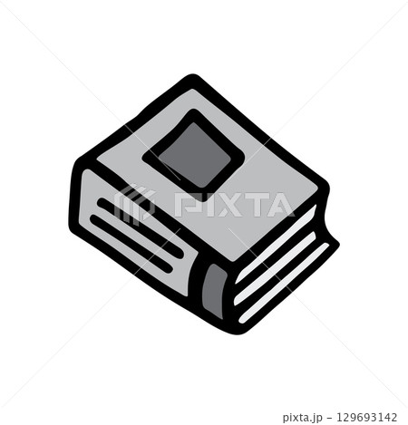 Doodle book icon hand drawn with black line in freehand style and colored grey Doodle book icon hand drawn with black line in freehand style and colored grey 129693142