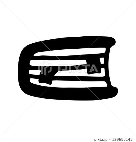 Doodle book with bookmark icon hand drawn in flat style 129693143