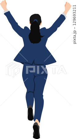 走るビジネスウーマンのイラスト	 129693211